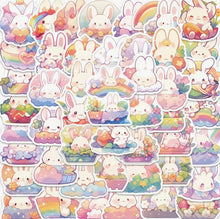 Charger l&#39;image dans la galerie, Pack 50 autocollants « lapins arc-en-ciel »