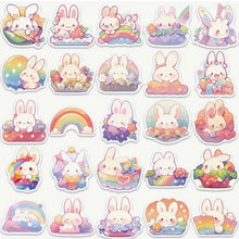 Charger l&#39;image dans la galerie, Pack 50 autocollants « lapins arc-en-ciel »