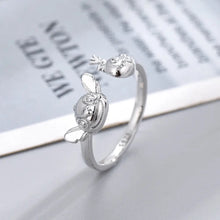 Charger l&#39;image dans la galerie, Bague ouverte couleur argent , à l&#39;effigie de Stitch et Souillon