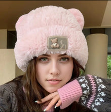 Charger l'image dans la galerie, Bonnet ours fluffy - rose