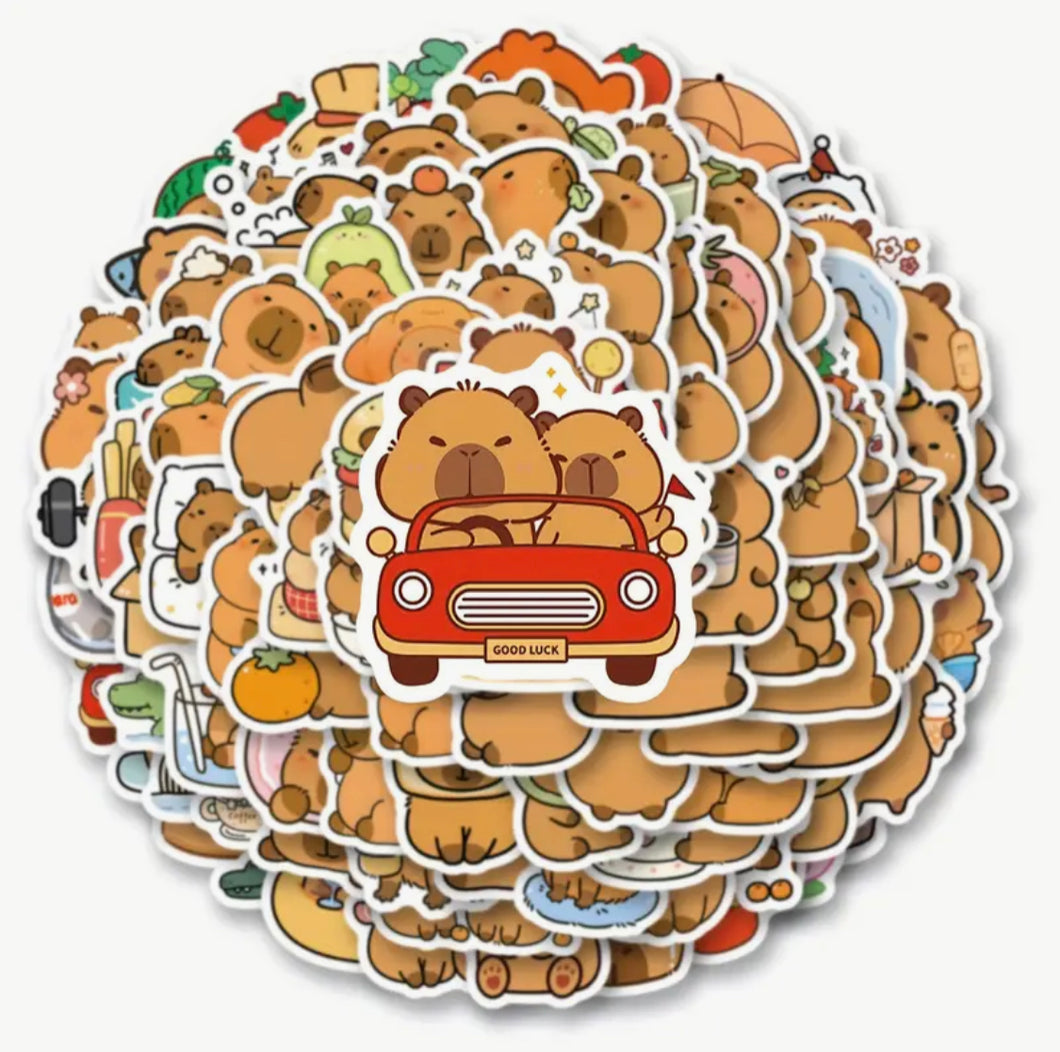 Pack 100 autocollants Capybaras !