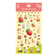 Charger l&#39;image dans la galerie, Stickers &quot;Chat Fraises &quot; _ ♣