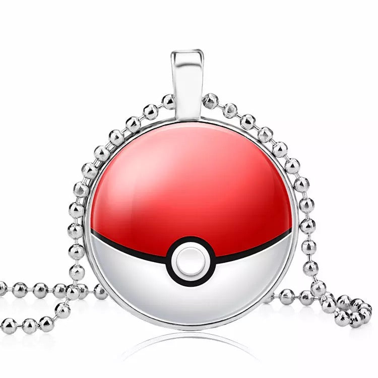 Collier Vintage Pokémon GO - Pendentif Pokeball Rouge - Chaîne - Occasion